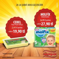 MOLFİX BEBEK BEZLERİ VE CEBEL 600 G KAŞAR PEYNİRİNDE KAMPANYA